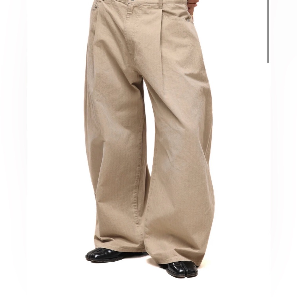6cRAyon Khaki Herringbone Wide Leg Trousers Streetwear  XL - NWT🤎 - Picture 6 of 11